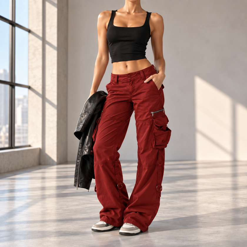 Delilah Relaxed Straight-Leg Cargo Pants