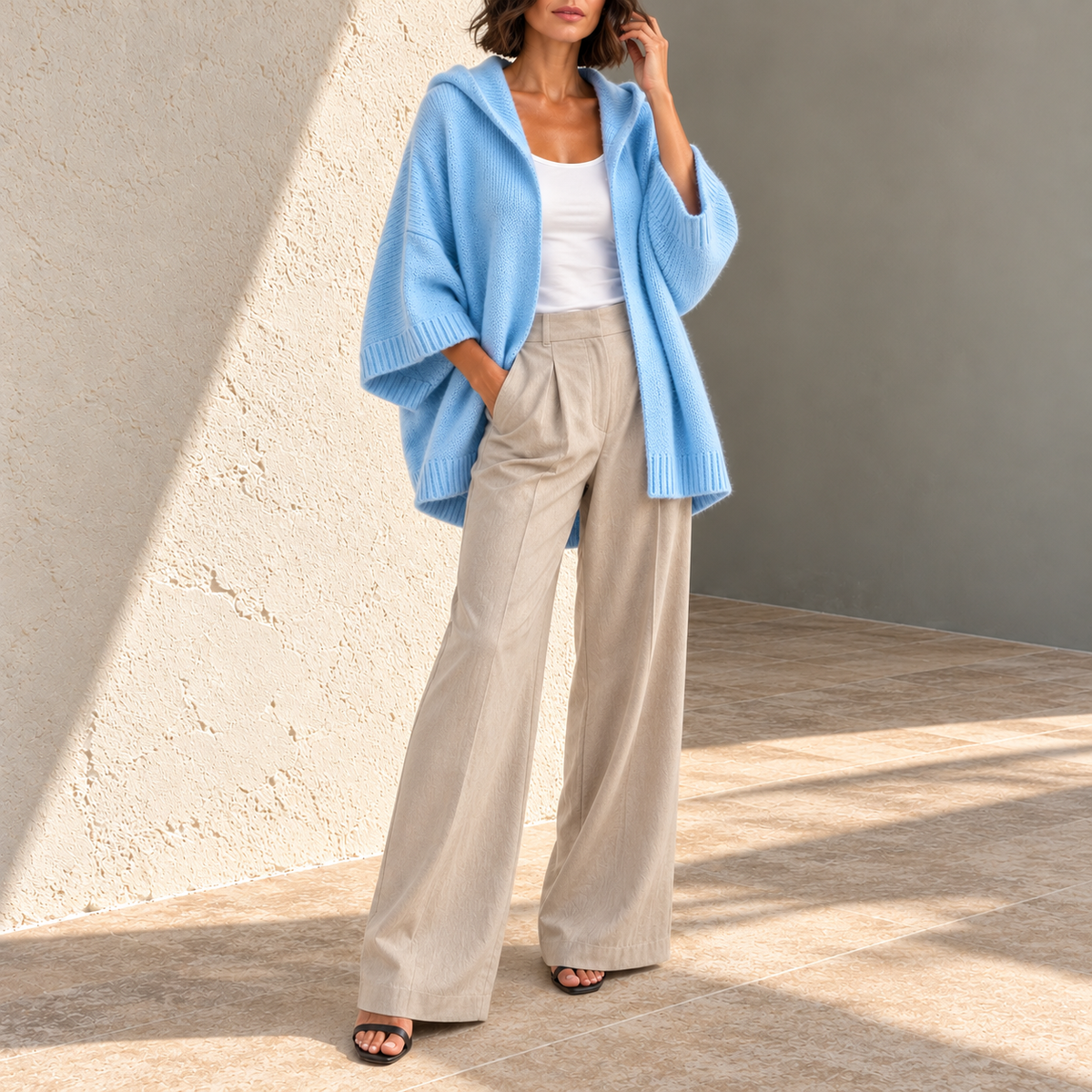 Rosaria Hooded Open-Front Knit Cardigan