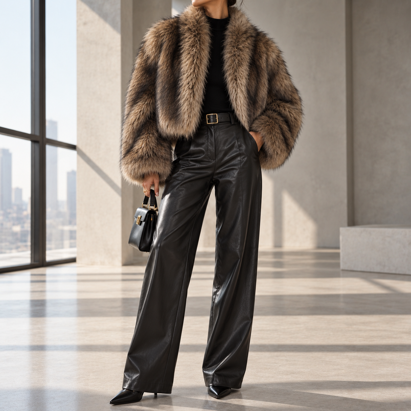 Estelle Oversized Open-Front Faux-Fur Jacket