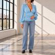 Clarissa Ruched Deep V-Neck Blouse