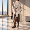 Larissa Belted Double-Breasted Long Wool Coat