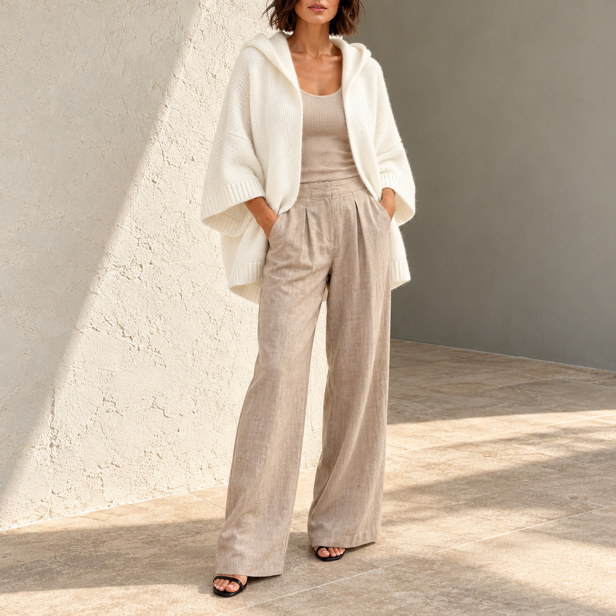Rosaria Hooded Open-Front Knit Cardigan