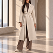 Perla Belted Wide-Lapel Wrap Coat