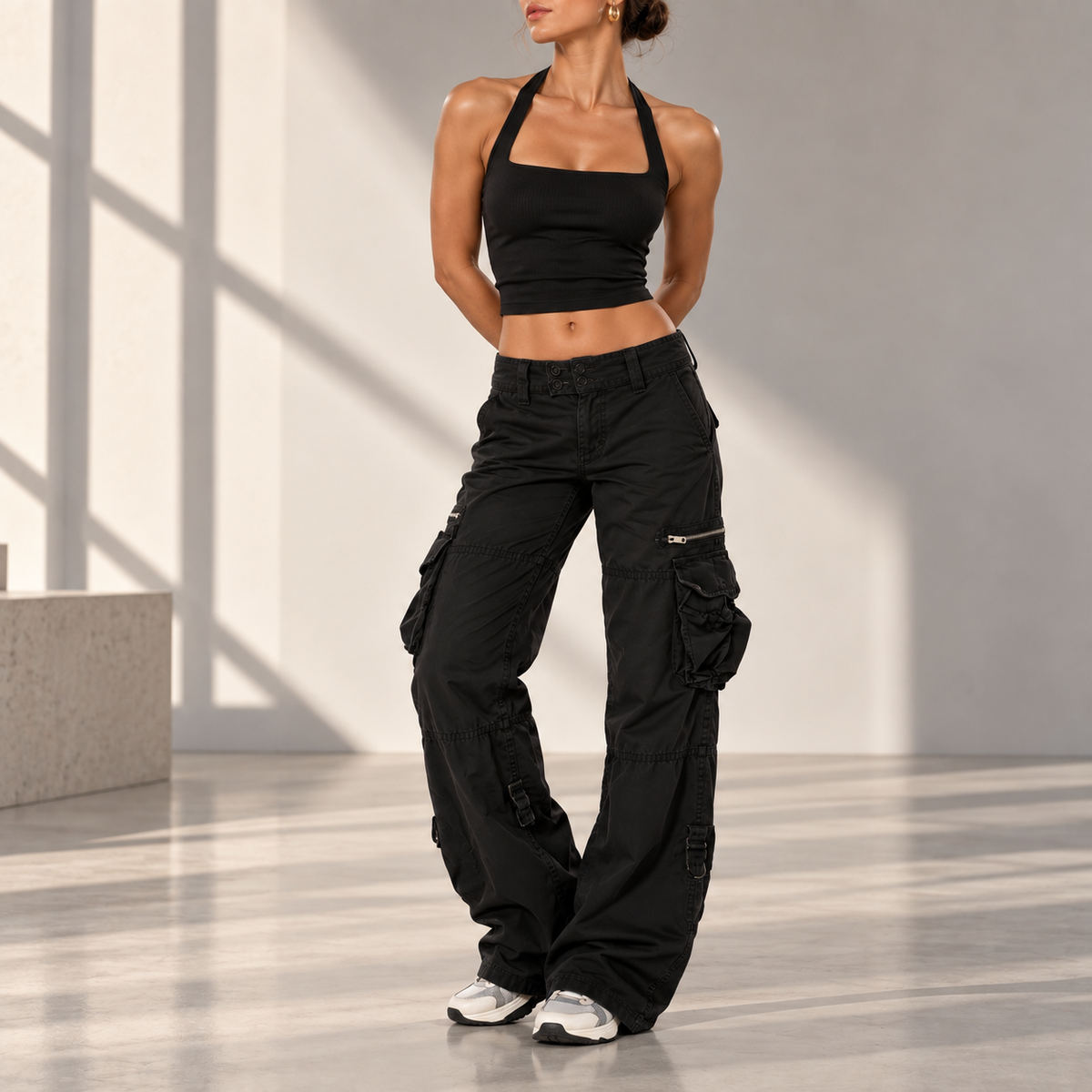 Delilah Relaxed Straight-Leg Cargo Pants