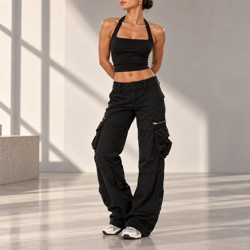 Delilah Relaxed Straight-Leg Cargo Pants
