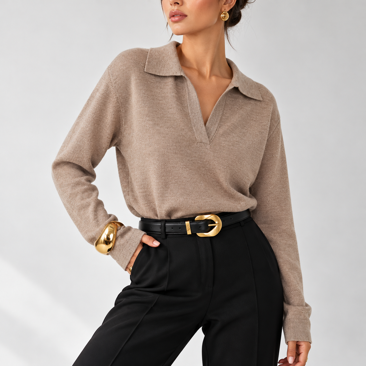 Lavinia Relaxed Collared Pullover Sweater