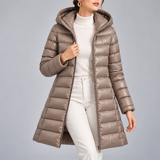 Marianne Hooded Long Quilted Down Jacket
