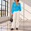 Clarissa Ruched Deep V-Neck Blouse