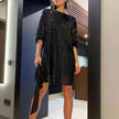 Gemma Sequin Asymmetric-Hem Mini Dress