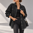 Arabella Frayed-Hem Oversized Denim Jacket