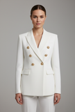 Signature Double-Breasted Blazer Gold Buttons Women Formal