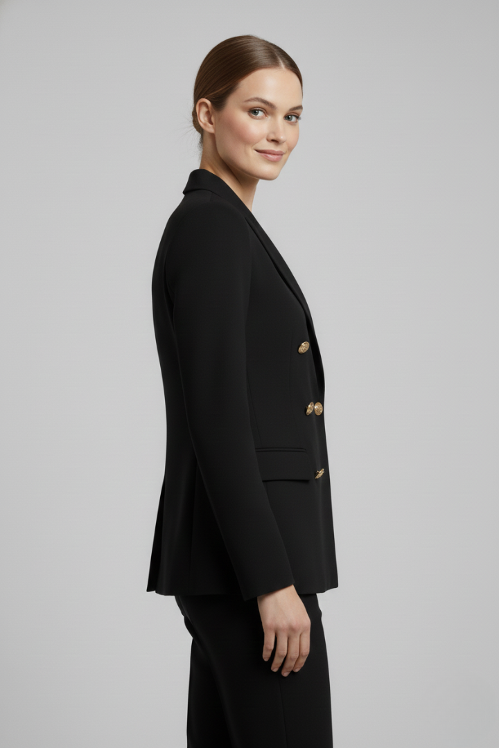Signature Double-Breasted Blazer Gold Buttons Women Formal