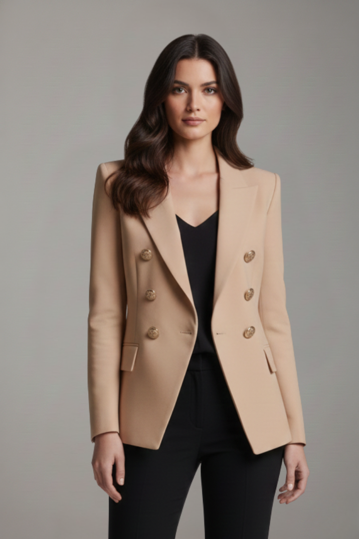 Signature Double-Breasted Blazer Gold Buttons Women Formal