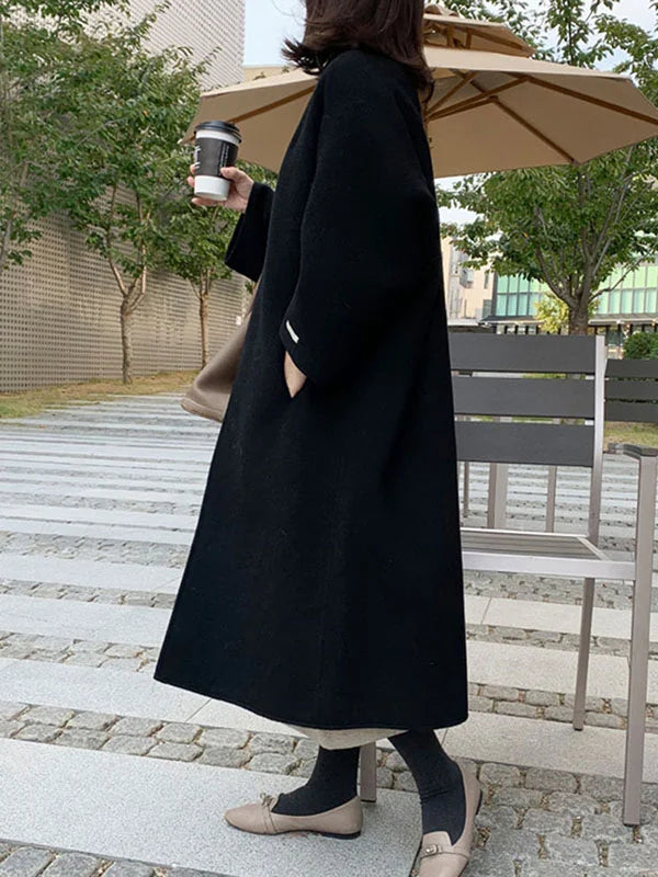 Ilaria Longline Open-Front Wool-Blend Coat