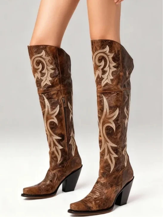 Livia Embroidered Pointed-Toe Western Boots