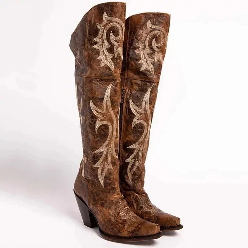 Livia Embroidered Pointed-Toe Western Boots