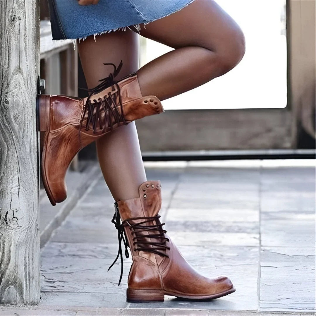 Romilly Studded Lace-Up Ankle Boots
