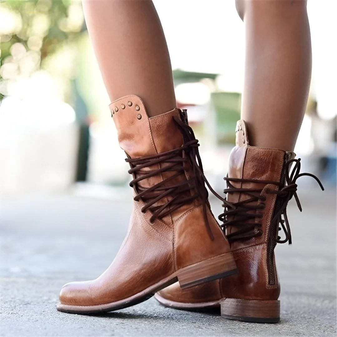 Romilly Studded Lace-Up Ankle Boots