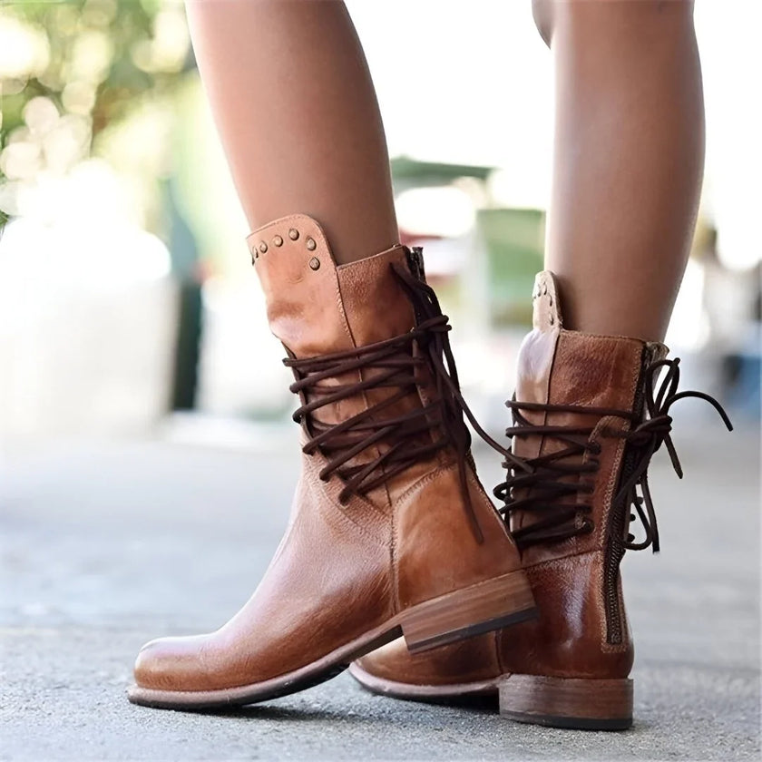 Romilly Studded Lace-Up Ankle Boots