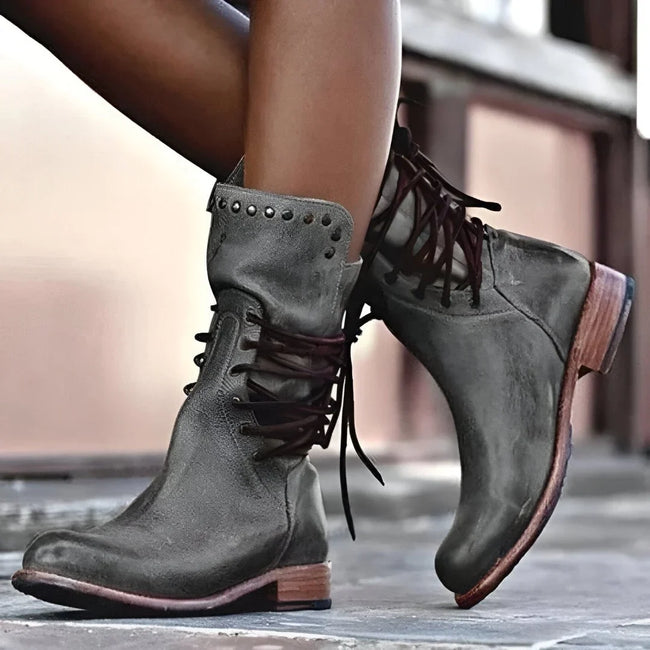 Romilly Studded Lace-Up Ankle Boots