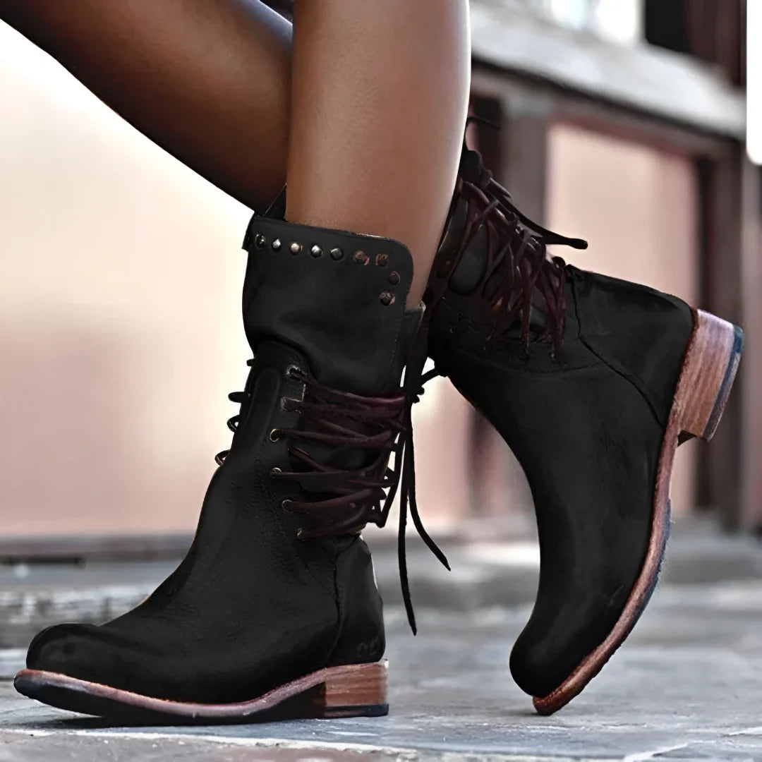 Romilly Studded Lace-Up Ankle Boots