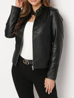 Vivien Sculpted Zip-Front Biker Jacket