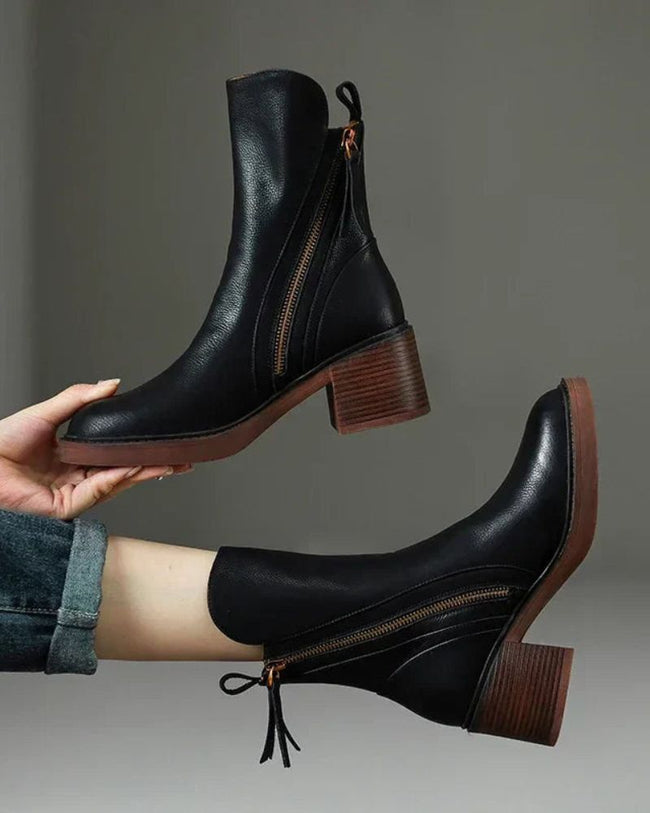 Maribel Side-Zip Block Heel Boots