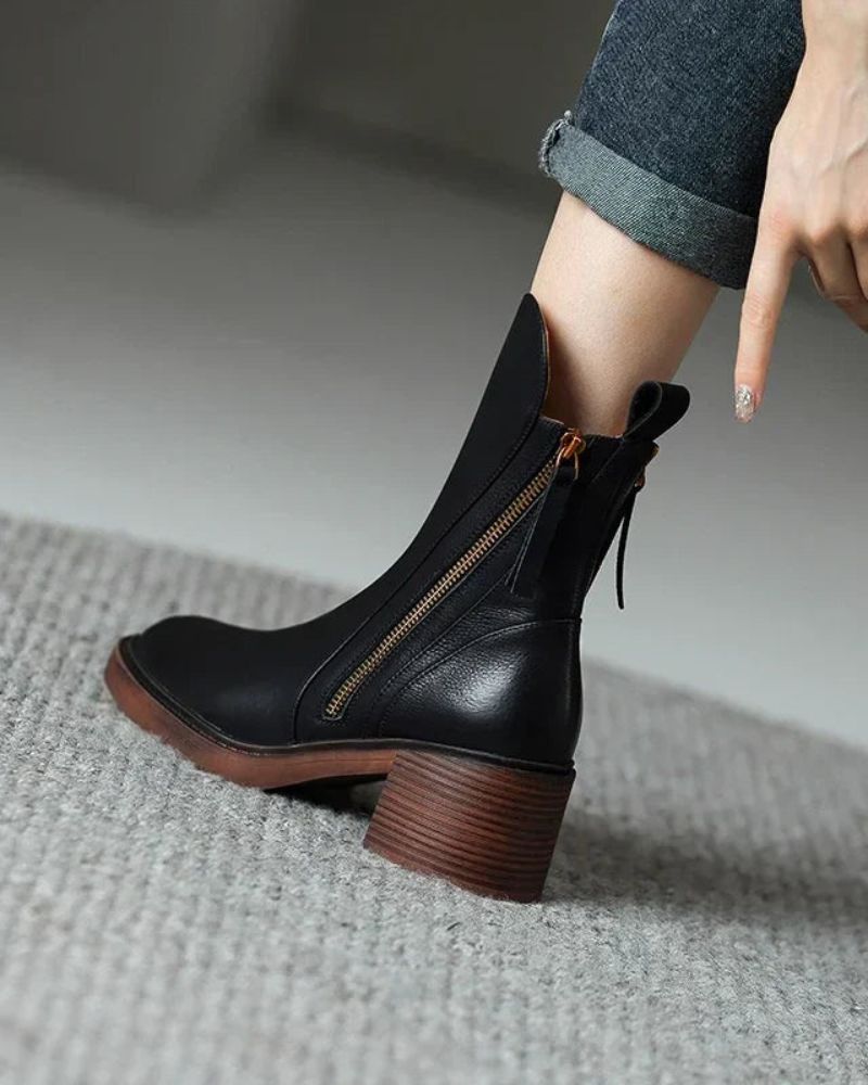 Maribel Side-Zip Block Heel Boots