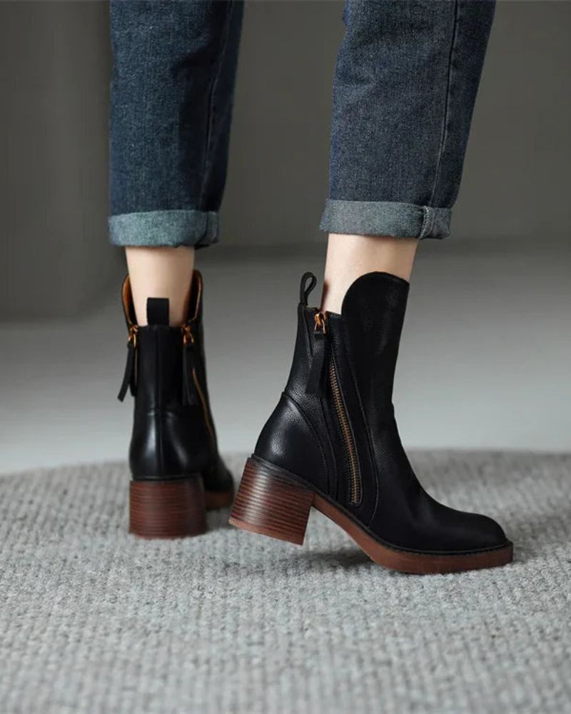 Maribel Side-Zip Block Heel Boots