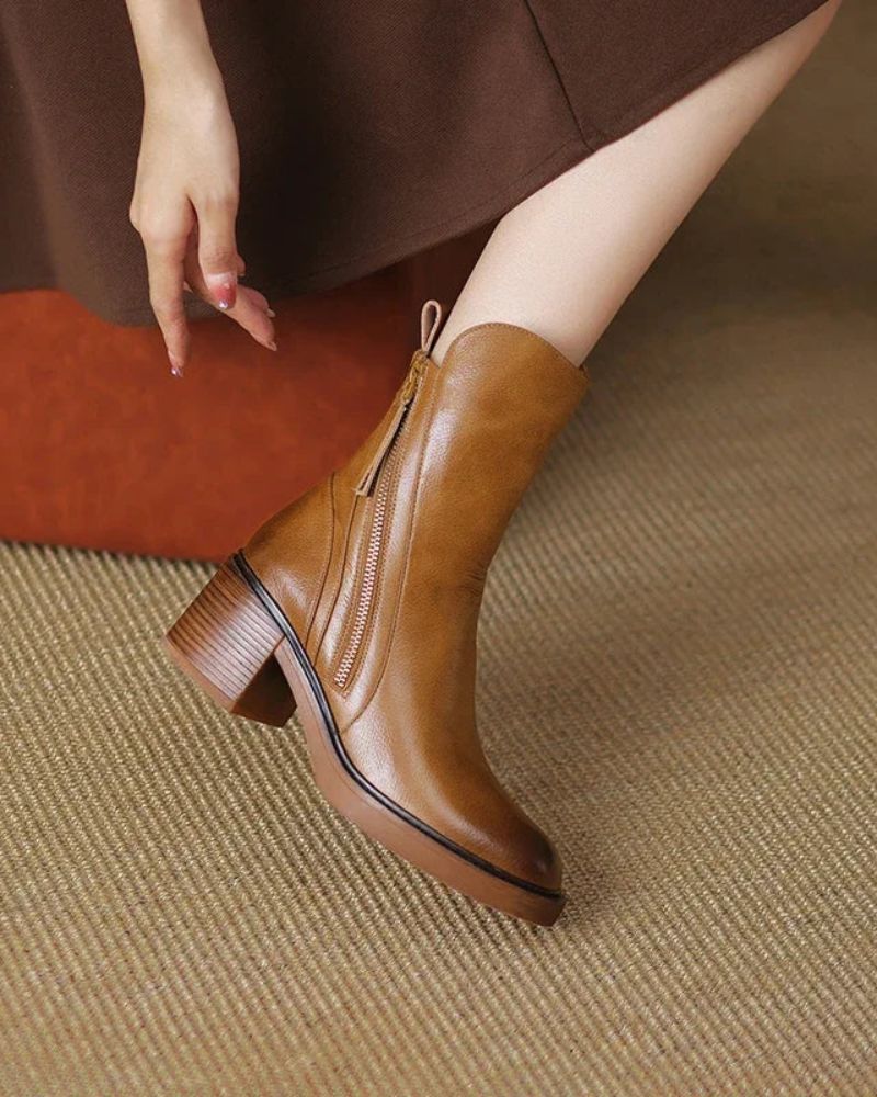Maribel Side-Zip Block Heel Boots