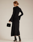 Cecilia Square-Neck Flare-Sleeve Knit Midi Dress