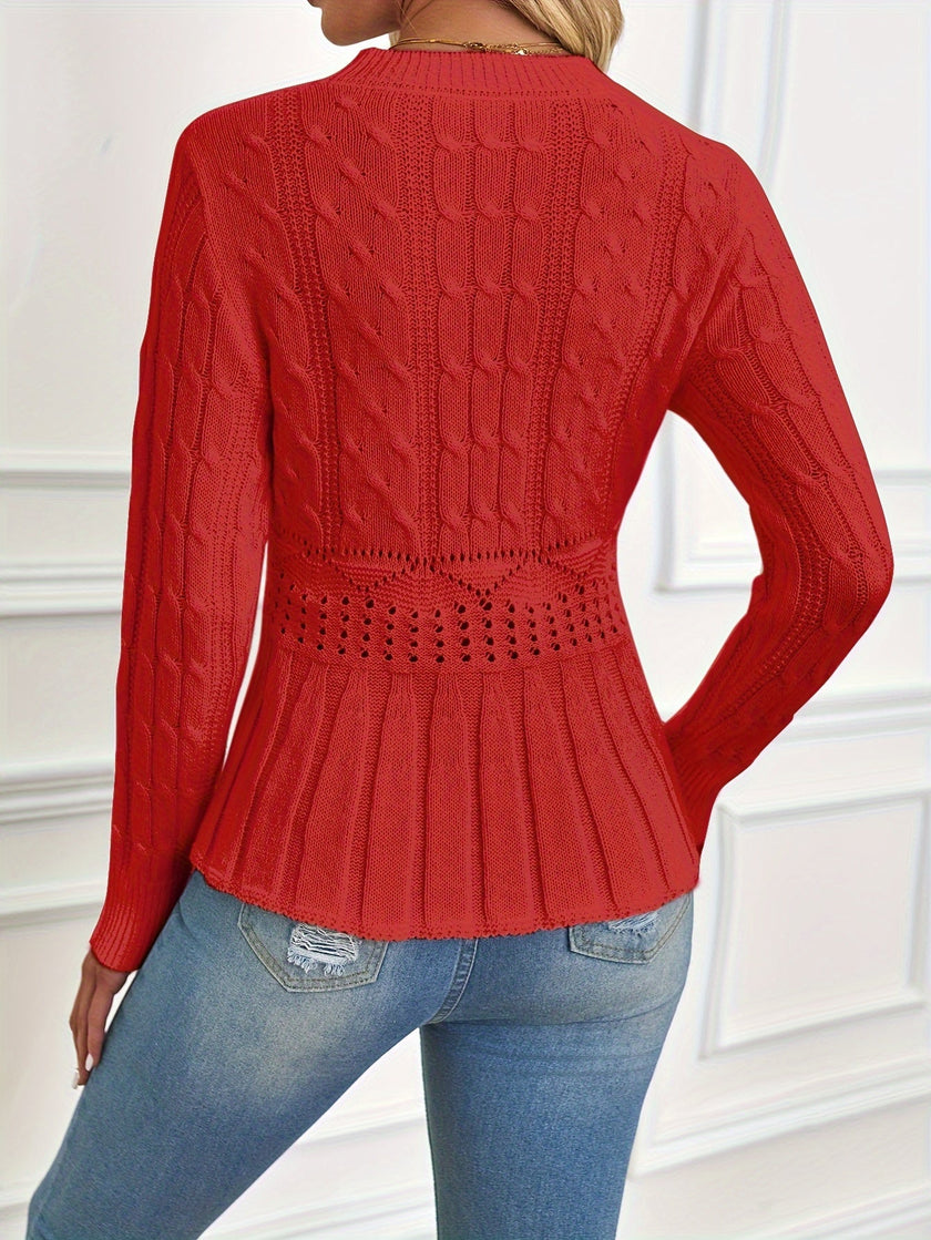 Renata Cable-Knit Peplum Sweater