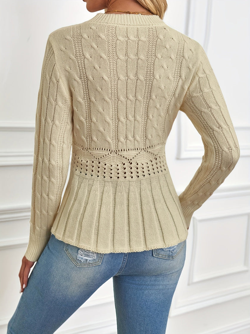 Renata Cable-Knit Peplum Sweater