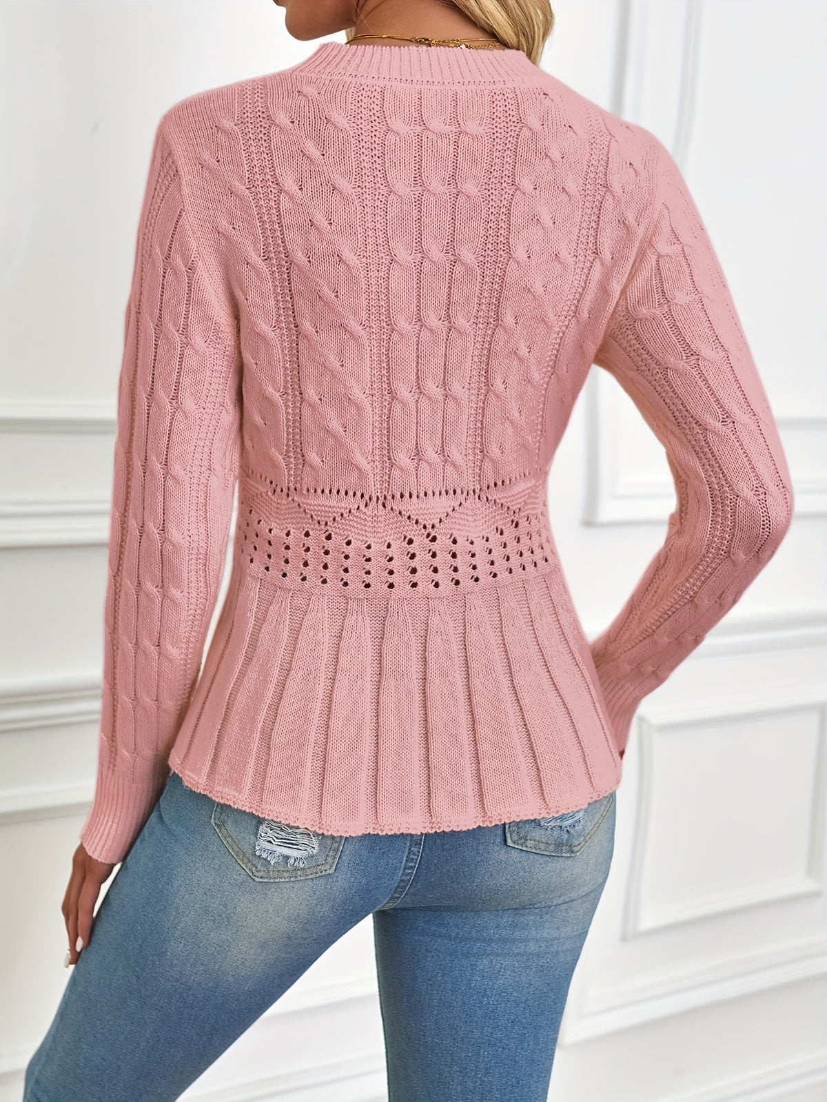 Renata Cable-Knit Peplum Sweater