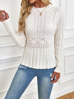 Renata Cable-Knit Peplum Sweater