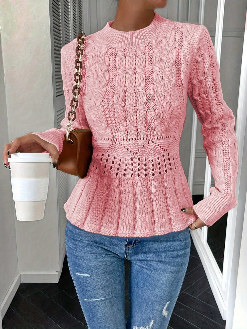 Renata Cable-Knit Peplum Sweater