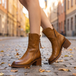 Costanza Block Heel Side-Zip Ankle Boots