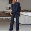 Selenne Cape-Sleeve Wide-Leg Two-Piece Set Formal