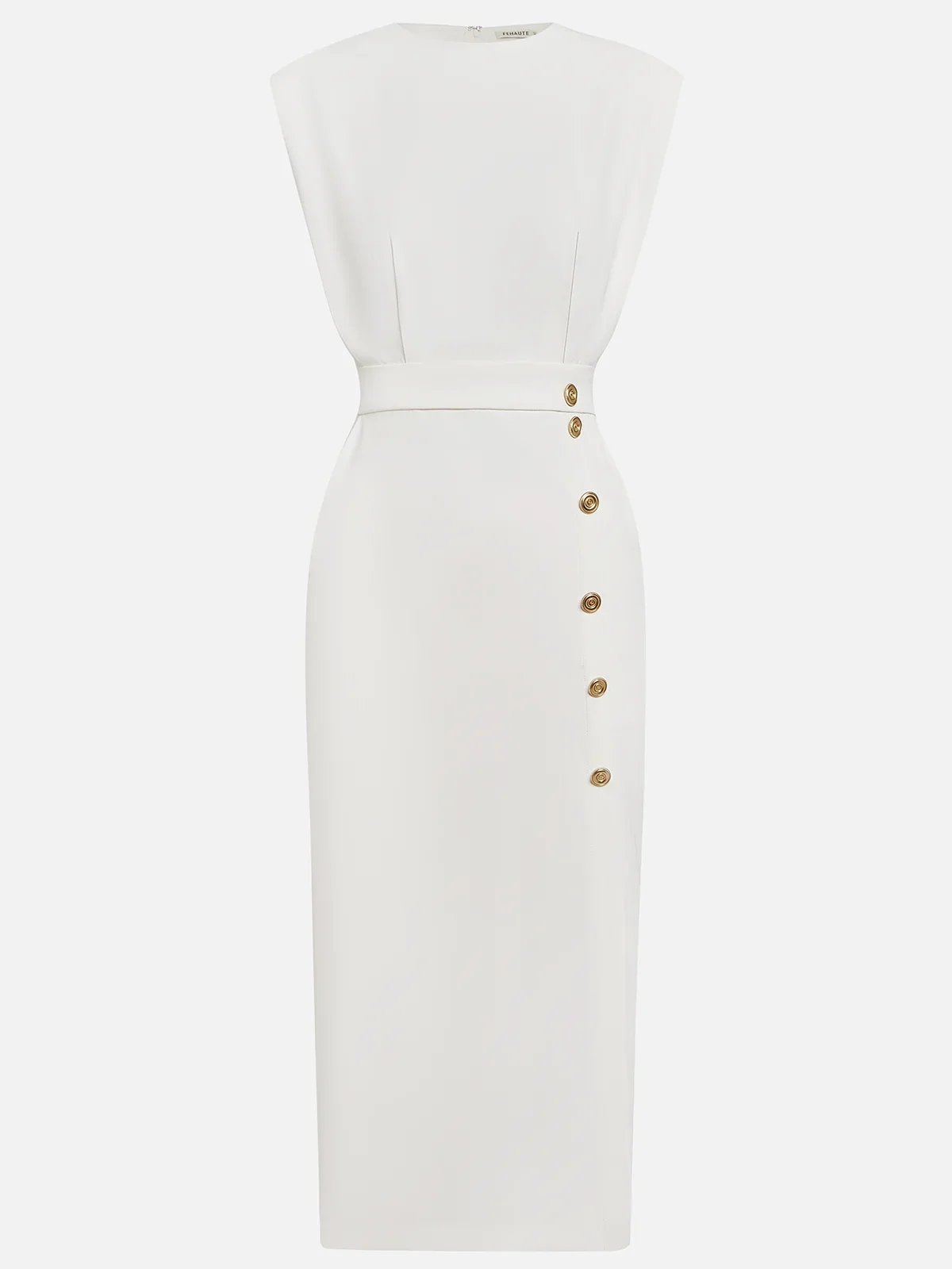 Delphine Sleeveless Side-Button Midi Dress