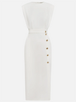 Delphine Sleeveless Side-Button Midi Dress