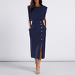 Delphine Sleeveless Side-Button Midi Dress