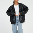 Valentina Zip-Front Leather Bomber Jacket