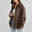 Valentina Zip-Front Leather Bomber Jacket