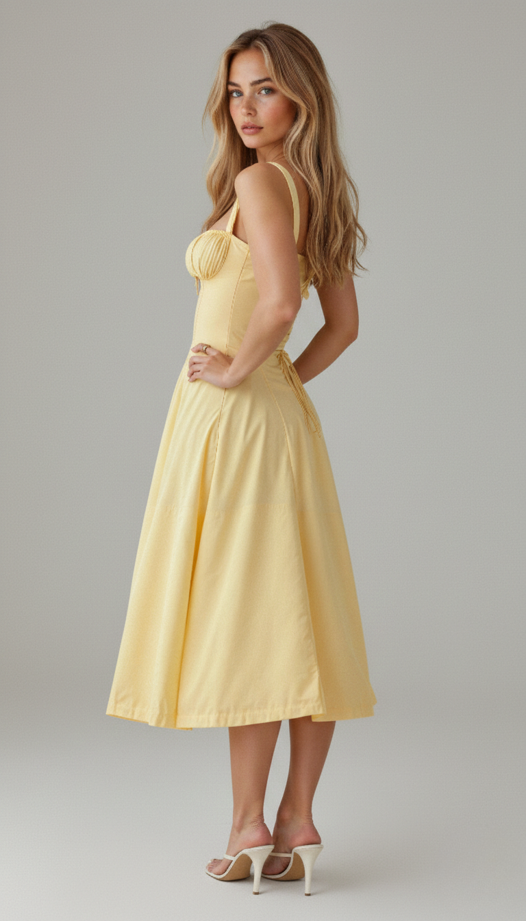 Belle Floral Sweetheart Midi Dress