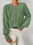 Azalea Cable-Knit Raglan Crew-Neck Sweater