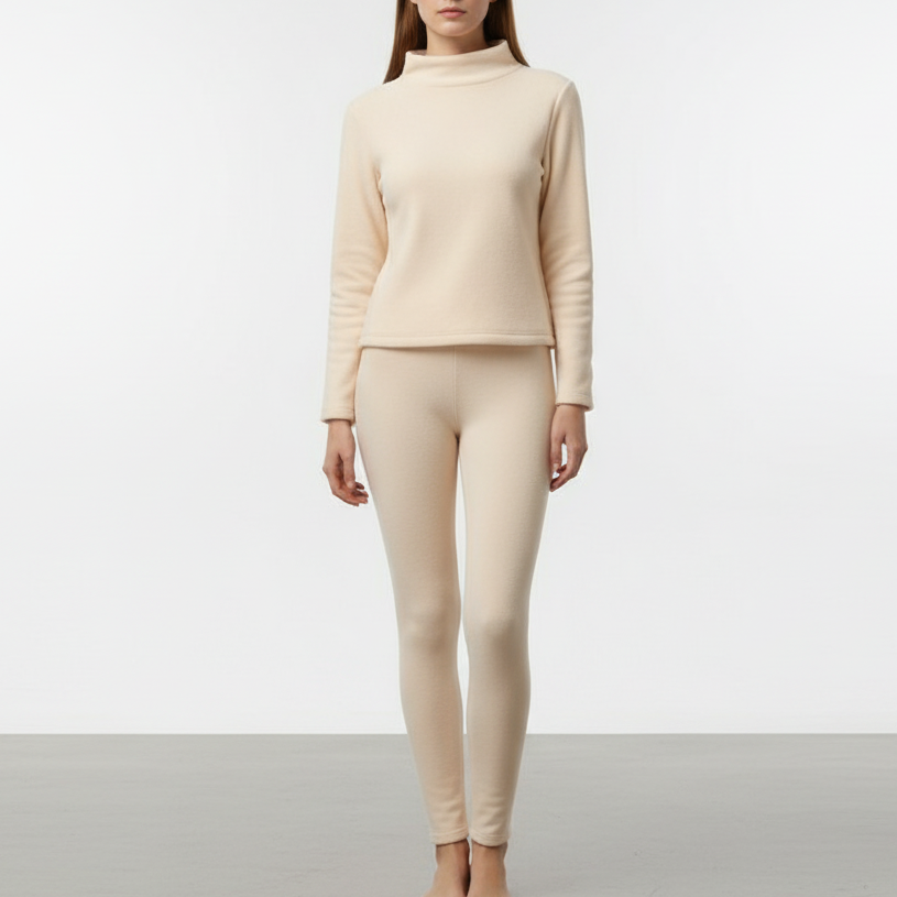 Elena Fleece Mock-Neck Two-Piece Lounge Set