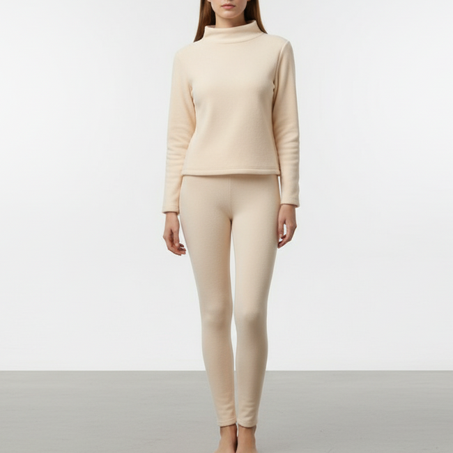 Elena Fleece Mock-Neck Two-Piece Lounge Set