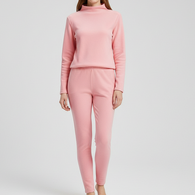 Elena Fleece Mock-Neck Two-Piece Lounge Set