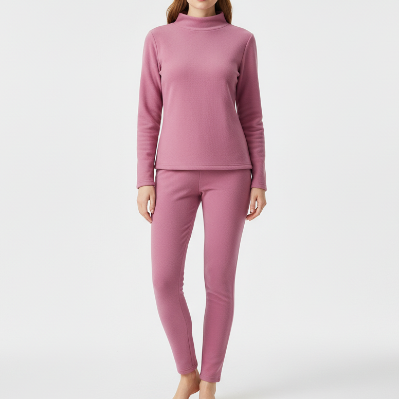 Elena Fleece Mock-Neck Two-Piece Lounge Set