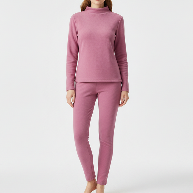 Elena Fleece Mock-Neck Two-Piece Lounge Set